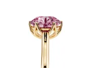 Round Cathedral Solitaire Engagement Ring Setting for a Fancy Pink Lab-Grown Diamond | Tulip Gallery | Yellow Gold
