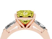 Princess Cut Baguette Engagement Ring Setting for a Fancy Yellow Lab-Grown Diamond | Rose Gold