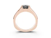 Princess Cut Half Bezel Solitaire Engagement Ring Setting for a Black Center | Wide Band | Rose Gold