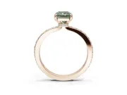 Radiant Cut Hidden Halo Engagement Ring Setting for a Fancy Green Lab-Grown Diamond | Pavé Band | Rose Gold