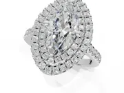 Marquise Lab-Grown Diamond Double Halo Statement Ring Set in Platinum with Pavé Band