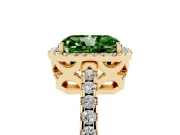 Radiant Cut Pave Halo Engagement Ring Setting for a Fancy Green Lab-Grown Diamond | Yellow Gold