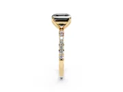 Asscher Cut Pavé Solitaire Engagement Ring Setting for a Black Center | Slim Band | Yellow Gold