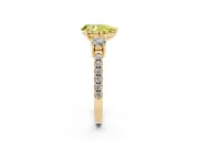 Pear-Shaped Three Stone Engagement Ring Setting for a Fancy Yellow Lab-Grown Diamond | Pavé Band | Yellow Gold