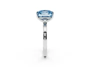 Fancy Blue Asscher Cut and Emerald Cut Toi Moi Ring Set in Silver with Prong Setting