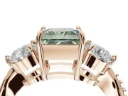Princess Cut Three Stone Engagement Ring Setting for a Fancy Green Lab-Grown Diamond | Tapered Pave Band | Rose Gold