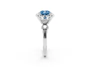 Cushion Cut Floral Engagement Ring Setting for a Fancy Blue Lab-Grown Diamond | Petal Frame and Side Stones | Platinum