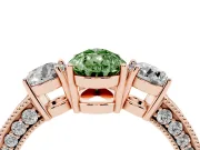 Pear-Shaped Three Stone Engagement Ring Setting for a Fancy Green Lab-Grown Diamond | Graduated Pave Band | Rose Gold