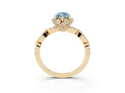 Marquise Milgrain Halo Engagement Ring Setting for a Fancy Blue Lab-Grown Diamond | Graduated Shoulders | Yellow Gold