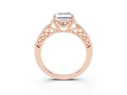 Asscher Cut Floral Pavé Engagement Ring Setting | Petal Accents | Rose Gold