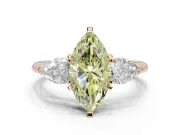 Marquise 3-Stone Engagement Ring Setting for a Fancy Yellow Lab-Grown Diamond | Rose Gold
