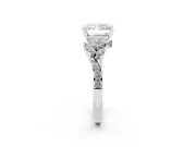 Radiant Cut Diamond Solitaire Ring Set in Platinum with Marquise Twist Band and Prong Setting