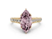 Marquise Graduated Pavé Engagement Ring Setting for a Fancy Pink Lab-Grown Diamond | Yellow Gold