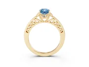 Radiant Cut Floral Pavé Engagement Ring Setting for a Fancy Blue Lab-Grown Diamond | Yellow Gold