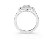 Cushion Cut Three Stone Engagement Ring Setting | Platinum