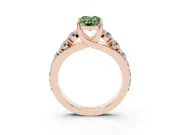Oval Graduated Engagement Ring Setting for a Fancy Green Lab-Grown Diamond | Rose Gold