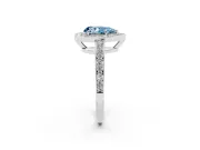 Pear-Shaped Framed Halo Engagement Ring Setting for a Fancy Blue Lab-Grown Diamond | Sterling Silver