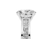 Oval Cut Diamond Solitaire Ring Set in Silver with Channel-Set Band and Prong Setting