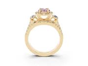 Oval Halo Split Shank Engagement Ring Setting for a Fancy Pink Lab-Grown Diamond | Round Side Stones | Yellow Gold