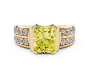 Radiant Cut Half Bezel Engagement Ring Setting for a Fancy Yellow Lab-Grown Diamond | Channel Band | Yellow Gold