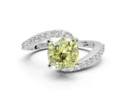Cushion Cut Bypass Engagement Ring Setting for a Fancy Yellow Lab-Grown Diamond | Sterling Silver