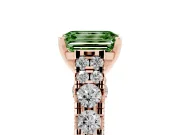 Emerald Cut Graduated Cathedral Engagement Ring Setting for a Fancy Green Lab-Grown Diamond | Side Stones | Rose Gold