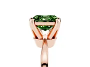 Fancy Green Asscher Cut Diamond Solitaire Engagement Ring Set in Rose gold with Slim Tapered Solitaire Band