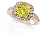 Cushion Cut Framed Halo Engagement Ring Setting for a Fancy Yellow Lab-Grown Diamond | Rose Gold