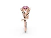 Cushion Cut Leaf Halo Engagement Ring Setting for a Fancy Pink Lab-Grown Diamond | Rose Gold