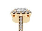 Emerald Cut Floral Halo Engagement Ring Setting | Large Round Accents | Yellow Gold