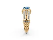 Fancy Blue Heart Cut Diamond Vintage-Inspired Milgrain Ring Set in Yellow gold with Accent Split Shank