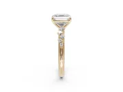 Asscher Cut Solitaire Engagement Ring Setting | Graduated Scattered Accents | Yellow Gold