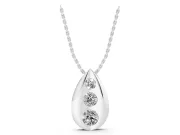 Round Lab-Grown Diamond Graduated Bezel Teardrop Pendant Necklace | Fluted Sides | White Gold