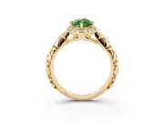 Marquise Leaf Halo Engagement Ring Setting for a Fancy Green Lab-Grown Diamond | Yellow Gold