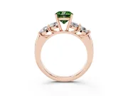 Cushion Cut Five Stone Engagement Ring Setting for a Fancy Green Lab-Grown Diamond | Prong Set Side Stones | Rose Gold