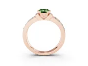 Emerald Cut Half Bezel Engagement Ring Setting for a Fancy Green Lab-Grown Diamond | Double Row Channel Band | Rose Gold