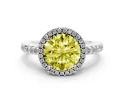Round Pave Halo Engagement Ring Setting for a Fancy Yellow Lab-Grown Diamond | Sterling Silver