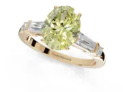 Oval Tapered Baguette Engagement Ring Setting for a Fancy Yellow Lab-Grown Diamond | Yellow Gold