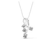 Round Lab-Grown Diamond Cascading Curve Pendant Necklace | Ribbon Loop Top | White Gold