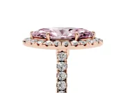 Marquise Halo Engagement Ring Setting for a Fancy Pink Lab-Grown Diamond | Pave Shoulders | Rose Gold