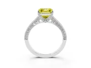 Asscher Cut Hidden Halo Engagement Ring Setting for a Fancy Yellow Lab-Grown Diamond | Milgrain Pave | White Gold