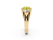 Fancy Yellow Round Cut Diamond Three-Stone Channel Set Ring Set in Yellow gold with Smooth Polished Band