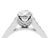 Pear-Shaped Graduated Pavé Solitaire Engagement Ring Setting | Wide Pavé Row Band | White Gold