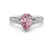 Pear-Shaped Three Row Pave Engagement Ring Setting for a Fancy Pink Lab-Grown Diamond | Double Claws | Sterling Silver
