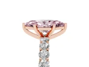 Fancy Pink Marquise Cut Diamond Solitaire Ring Set in Rose gold with Shared Prong Pavé Band
