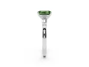 Fancy Green Emerald Cut Diamond Solitaire Ring Set in Silver with Tapered Baguette Accents and Prong Setting