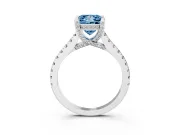 Princess Cut Hidden Halo Pave Engagement Ring Setting for a Fancy Blue Lab-Grown Diamond | Claw Prongs | Platinum