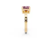 Fancy Pink Asscher Cut Diamond Solitaire Ring Set in Yellow gold with Prong Head and Smooth Polished Band