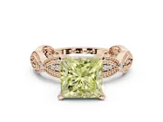 Princess Cut Vintage Engagement Ring Setting for a Fancy Yellow Lab-Grown Diamond | Graduated Stations | Rose Gold