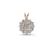 Round Lab-Grown Diamond Rosette Cluster Pendant Necklace | Double-Wire Bail | Rose Gold